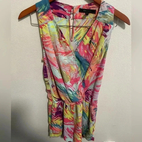 BCBG Maxazria colorful sleeveless romper with pockets Size XXS - Picture 2 of 6